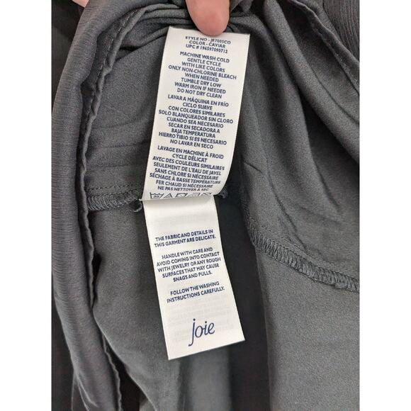 Joie Smocked Top S Black Sheer Long Sleeves Lined Keyhole Blouse High Mock Neck - Picture 7 of 14